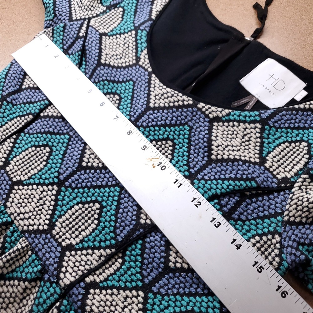Anthropologie HD in Paris Hollyhock Dress Women S Blue Retro Indie Mod Fit Flare - Picture 4 of 13